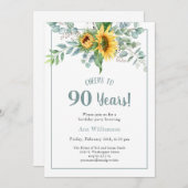 応援から90年ひまわり誕生日 招待状 (正面/裏面)
