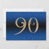 応援から90年サプライズ誕生日金ゴールドとブルー 招待状 (裏面)