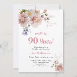 応援から90年ピンクフローラ誕生日 招待状