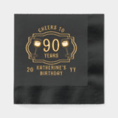 応援から90年ワイングラス誕生日名 箔ナプキン (正面)
