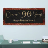 応援から90年誕生日、金ゴールドブラック&ブルゴーニュ 横断幕 (トレードショー)