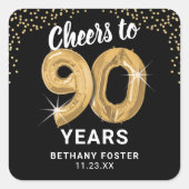 応援から90歳まで大人誕生日 スクエアシール (正面)