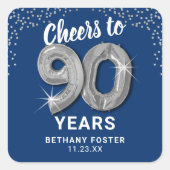 応援から90歳まで大人誕生日 スクエアシール (正面)