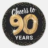 応援から90歳まで大人誕生日 ラウンドシール (正面)