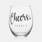 応援かわいいスクリプト名前をカスタムする ステムなしワイングラス (正面)