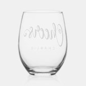 応援かわいいスクリプト名前をカスタムする ステムなしワイングラス (裏面)