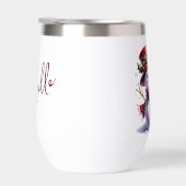 応援かわいい雪だるま飲みワインパーソナライズされた (右面)