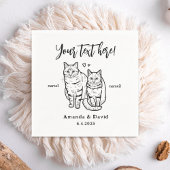 応援かわいい2猫スケッチパーソナライズされたペット スタンダードカクテルナプキン