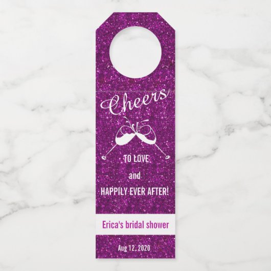 応援が好きなブライダルシャワーワイン招待状 ボトルネックタグ (正面)