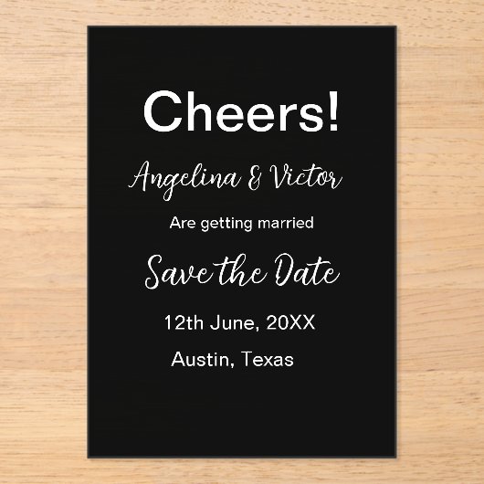 応援が日付をシンプル保存ミニマルモダンエレガントする アクリル招待状 (正面)