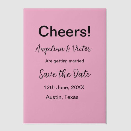 応援が日付をシンプル保存ミニマルモダンエレガントする ベラム紙招待状 (正面)