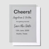 応援が日付をシンプル保存ミニマルモダンエレガントする ベラム紙招待状 (オフセット)