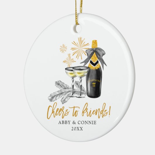 応援が泡立つ友達を愛パーソナライズされたす最高のる セラミックオーナメント (左)