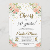 応援が50歳シック·レディーズ50歳誕生パーティー 招待状 (正面/裏面)