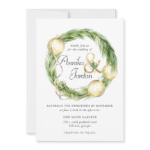 応援きらめくグリーンリーリース結婚式招待状