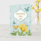 応援しています 青い花園の花言葉 励まし カード (黄色い花)