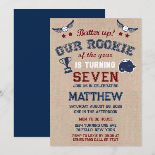 応援しよう！うちの新人君、年齢を重ねる 招待状 (正面/裏面)