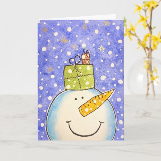 応援する雪だるま カード (黄色い花)