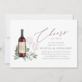 応援でワインを愛するカップルのシャワー 招待状 (正面)