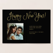 応援とシャンパングラス&フォト|金ゴールド 箔カード (内部)