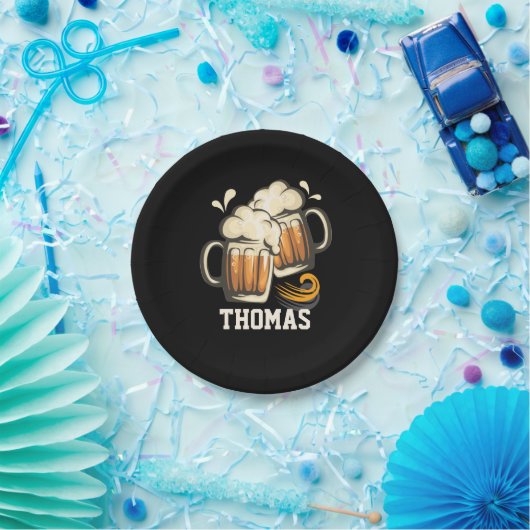 応援とビアーズの紙プレート、7インチ-男性の誕生日 ペーパープレート (パーティー)