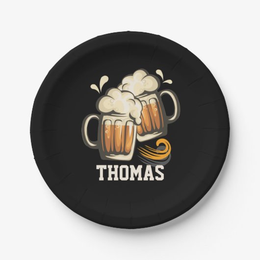 応援とビアーズの紙プレート、7インチ-男性の誕生日 ペーパープレート (正面)