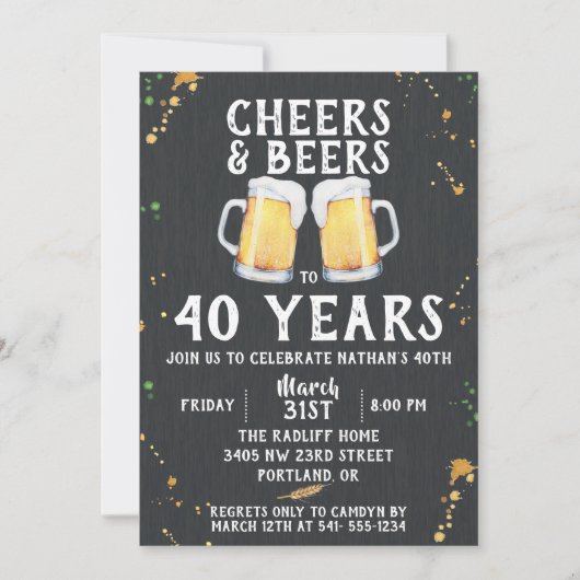 応援とビアーズの誕生日パーティーの招待 招待状 (正面)