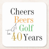 応援とビアーズゴルフ40th誕生日パーティー スクエアペーパーコースター (正面)