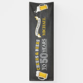 応援とビアーズハッピー50th誕生日バナー 横断幕 (縦)