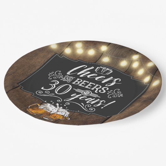 応援とビアーズバースデーパーティー紙プレート ペーパープレート (アングル)