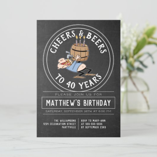 応援とビアーズ40歳の誕生パーティー,白黒 招待状 (スタンド正面)