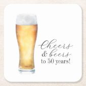 応援とビーカジュアルアー50誕生日 スクエアペーパーコースター (正面)
