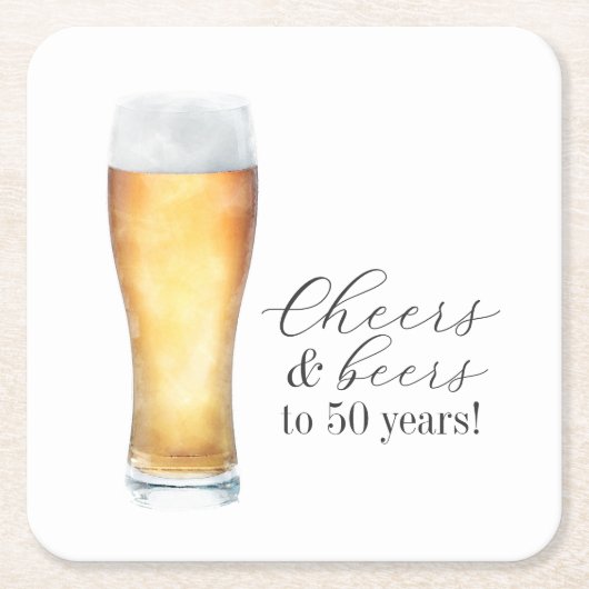 応援とビーカジュアルアー50誕生日 スクエアペーパーコースター (正面)