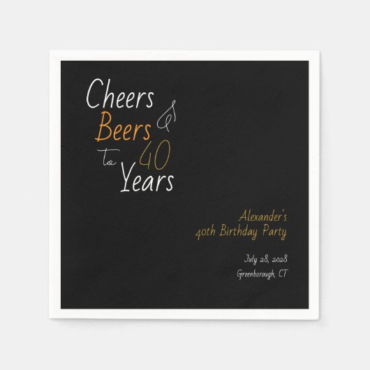 応援とビーパーソナライズされたアー40歳の誕生日 スタンダードカクテルナプキン (正面)