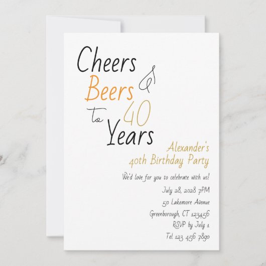 応援とビーミニマルアー40歳の誕生日パーティー 招待状 (正面)