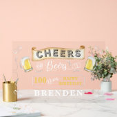 応援とビールから100年の誕生日パーティー アクリルサイン (ウェディング)