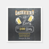 応援とビールから100年の誕生日パーティー スタンダードカクテルナプキン (正面)