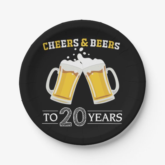 応援とビールから20年紙プレート ペーパープレート (正面)
