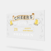 応援とビールから21歳の誕生日パーティー アクリルサイン (傾斜)
