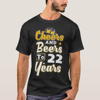 応援とビールから22年、ハッピー22誕生日 Tシャツ
