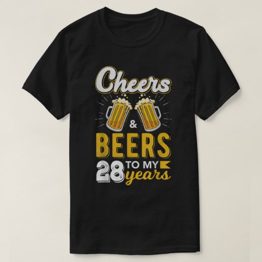 応援とビールから28年誕生日  Tシャツ (デザイン正面)