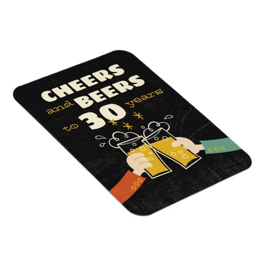 応援とビールから30年のレトロ誕生日 マグネット (右側)