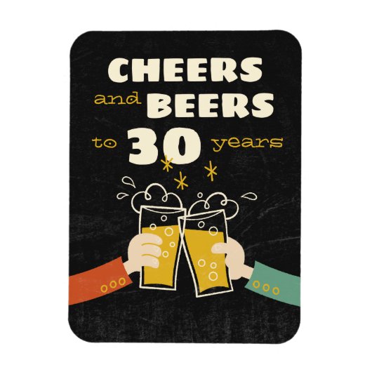 応援とビールから30年のレトロ誕生日 マグネット (縦)