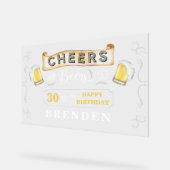 応援とビールから30歳の誕生日パーティー アクリルサイン (傾斜)
