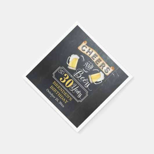 応援とビールから30歳の誕生日パーティー スタンダードカクテルナプキン (角)