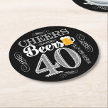 応援とビールから40年飲み物用コースター ラウンドペーパーコースター<br><div class="desc">応援とビール誕生日パーティーテーマ●クリップアートby www.FreePik.com ● ©パギープリント。すべての権利が留保されている。</div>