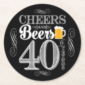 応援とビールから40年飲み物用コースター ラウンドペーパーコースター (正面)