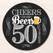 応援とビールから50年飲み物用コースター ラウンドペーパーコースター (正面)