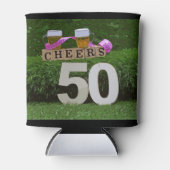 応援とビールから50歳の誕生日 缶クーラー (正面)