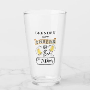 応援とビールから70年の誕生日ガラス タンブラーグラス
